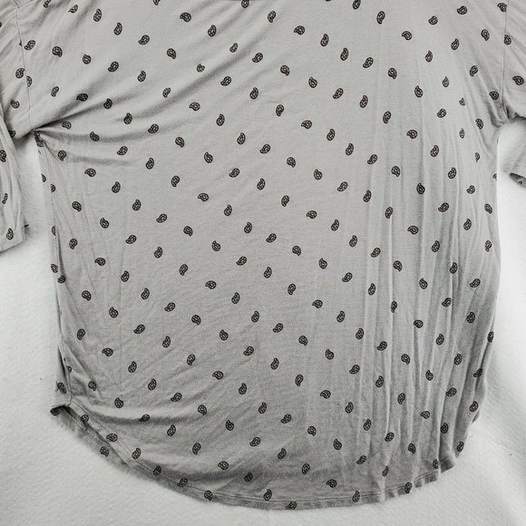 LOFT Outlet Top Women's 3/4 Sleeve Tunic Paisley Design Grey Extra Large - Picture 3 of 11